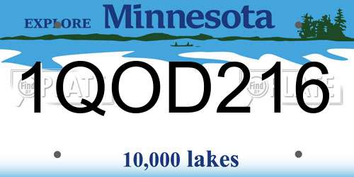 1QOD216 Minnesota License Plate