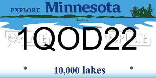 1QOD22 Minnesota License Plate