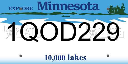 1QOD229 Minnesota License Plate