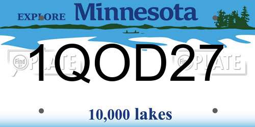 1QOD27 Minnesota License Plate