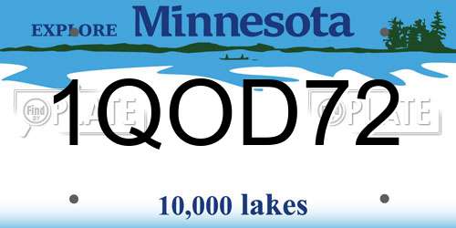 1QOD72 Minnesota License Plate