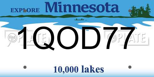 1QOD77 Minnesota License Plate