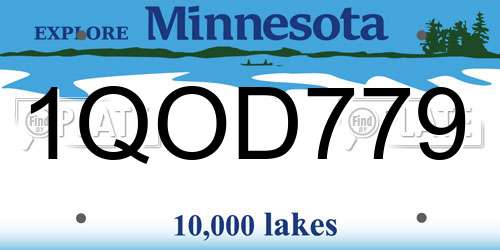1QOD779 Minnesota License Plate