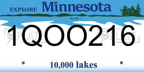 1QOO216 Minnesota License Plate