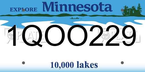 1QOO229 Minnesota License Plate