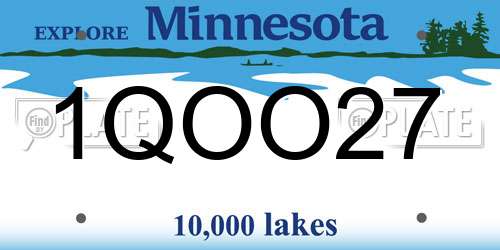 1QOO27 Minnesota License Plate