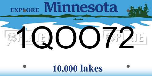 1QOO72 Minnesota License Plate
