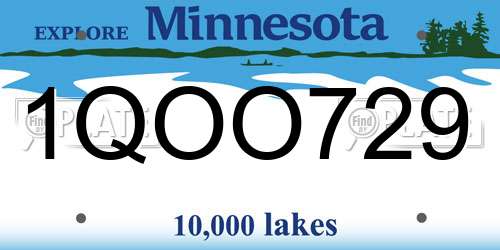 1QOO729 Minnesota License Plate