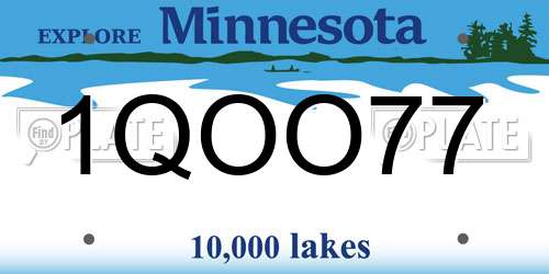 1QOO77 Minnesota License Plate
