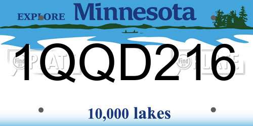 1QQD216 Minnesota License Plate