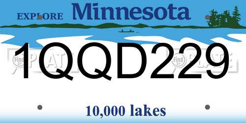 1QQD229 Minnesota License Plate