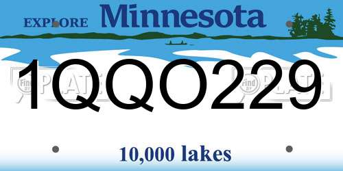 1QQO229 Minnesota License Plate