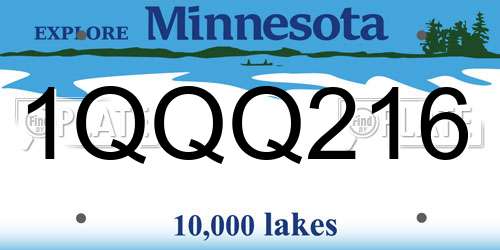 1QQQ216 Minnesota License Plate