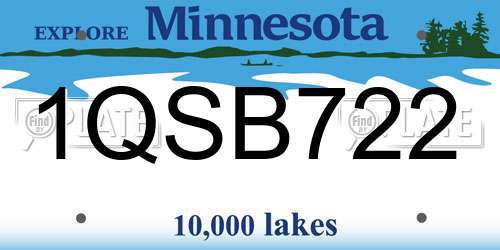 1QSB722 Minnesota License Plate