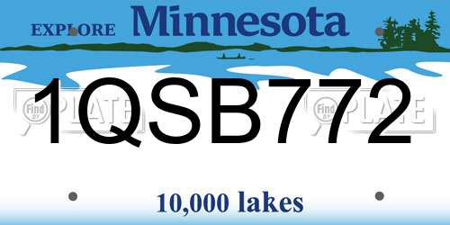 1QSB772 Minnesota License Plate