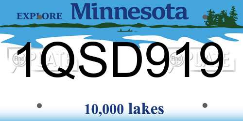 1QSD919 Minnesota License Plate