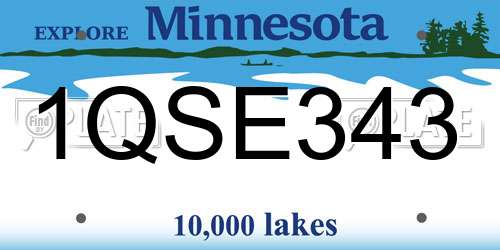 1QSE343 Minnesota License Plate