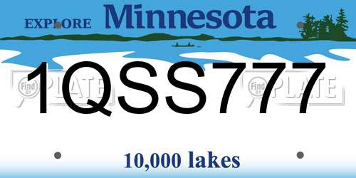 1QSS777 Minnesota License Plate