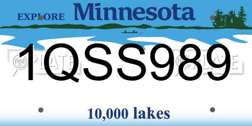 1QSS989 Minnesota License Plate