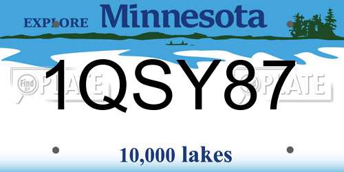 1QSY87 Minnesota License Plate