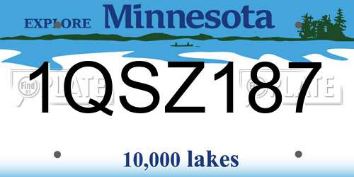1QSZ187 Minnesota License Plate