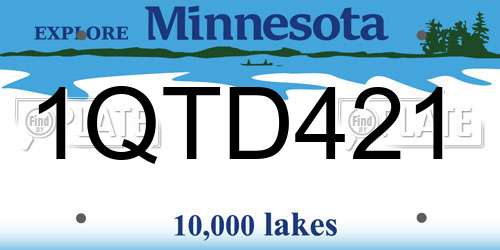 1QTD421 Minnesota License Plate