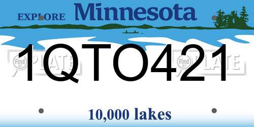 1QTO421 Minnesota License Plate