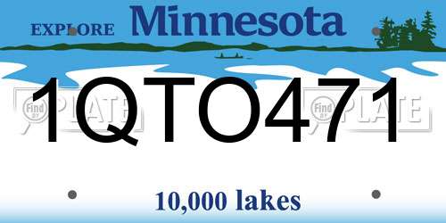 1QTO471 Minnesota License Plate