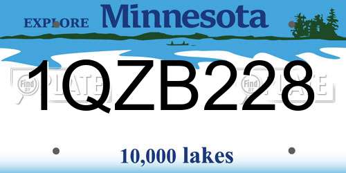 1QZB228 Minnesota License Plate