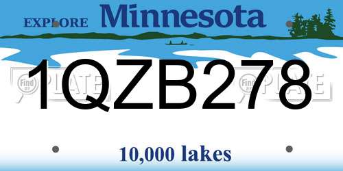 1QZB278 Minnesota License Plate