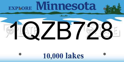 1QZB728 Minnesota License Plate