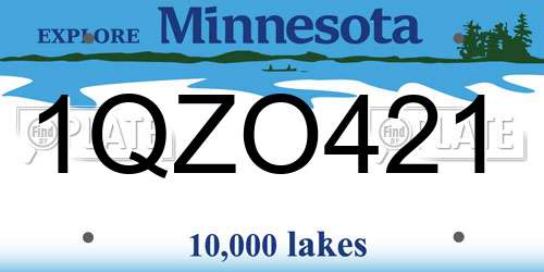 1QZO421 Minnesota License Plate