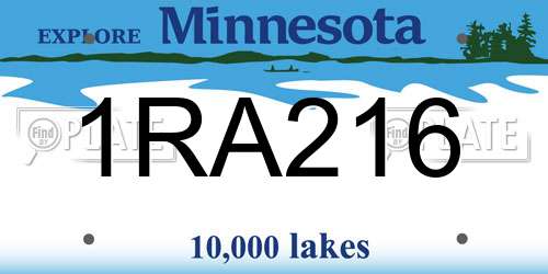 1RA216 Minnesota License Plate