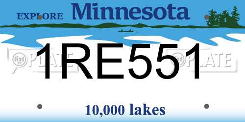 1RE551 Minnesota License Plate