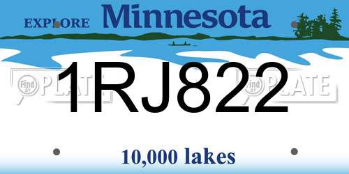1RJ822 Minnesota License Plate