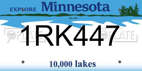 1RK447 Minnesota License Plate