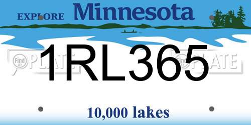 1RL365 Minnesota License Plate