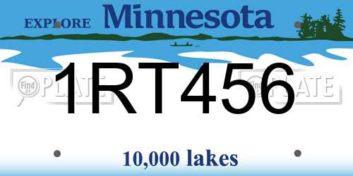 1RT456 Minnesota License Plate