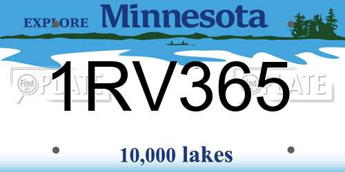 1RV365 Minnesota License Plate