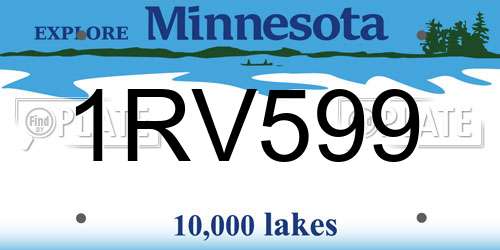 1RV599 Minnesota License Plate