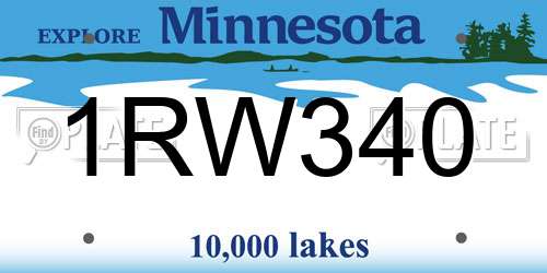 1RW340 Minnesota License Plate
