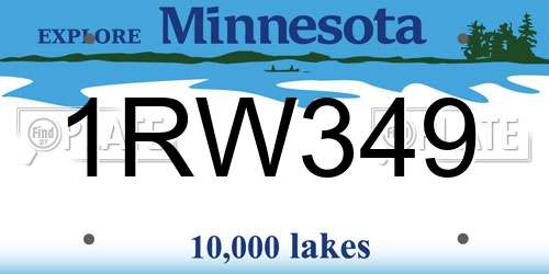 1RW349 Minnesota License Plate