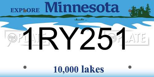 1RY251 Minnesota License Plate