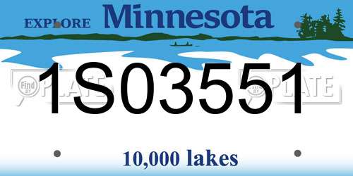 1S03551 Minnesota License Plate