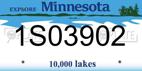 1S03902 Minnesota License Plate