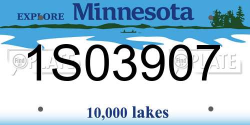 1S03907 Minnesota License Plate