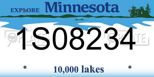 1S08234 Minnesota License Plate