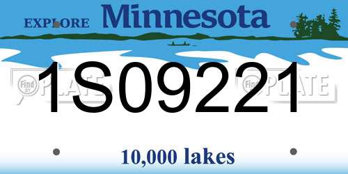 1S09221 Minnesota License Plate