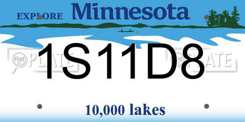 1S11D8 Minnesota License Plate