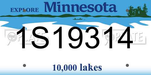 1S19314 Minnesota License Plate